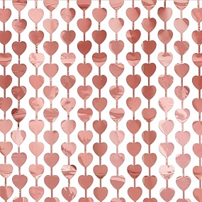 CORTINA METALIZADA 2X1 MT CORAZONES ROSA GOLD