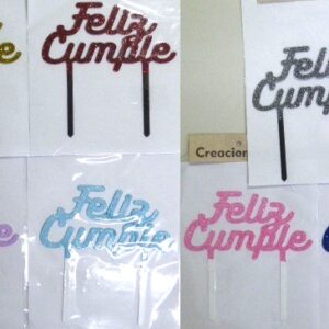 ADORNO PINCHE PLASTICO FELIZ CUMPLE CURSIVA
