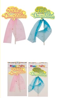 ADORNO PINCHE F C CON TUL ROSA - CELESTE