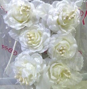 FLOR CAMELIA TELA X6 BLANCA