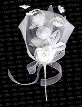 TOCADO FLORES BLANCAS CON TUL 1201