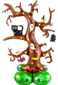 GLOBO FOIL SILUETA 120CM ARBOL HALLOWEEN CON BASE