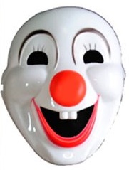 CARETA RIGIDA PAYASO CON NARIZ APLICADA