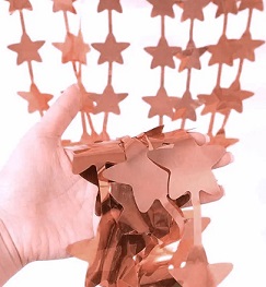 CORTINA METALIZADA 2X1 MT ESTRELLA ROSA GOLD