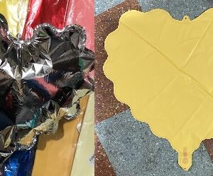 GLOBO FOIL 18P CORAZON ONDAS MOSTAZA