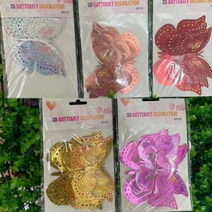 ADORNO MARIPOSAS 3D X 6 HOLOGRAFICA