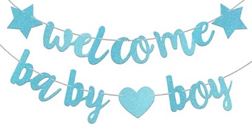GUIRNALDA WELCOME BABY BOY CELESTE GLITTER