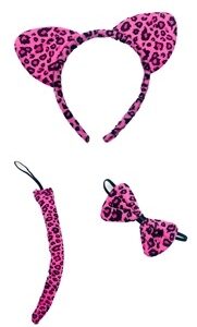 SET PELUCHE LEOPARDO ROSA