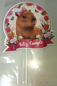 ADORNO PINCHE CARTULINA CAPIBARA ROSA
