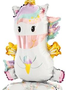 GLOBO FOIL SILUETA 55CM UNICORNIO CON BASE
