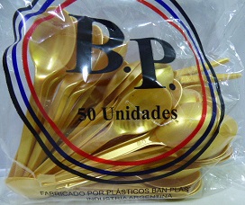 CUCHARA PLAST X50 DORADA