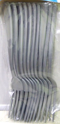 TENEDOR PLASTICO REFORZADO X10 PLATA