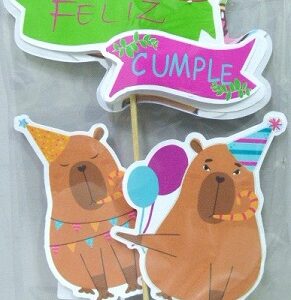 ADORNO SET FELIZ CUMPLE 3D CAPIBARA