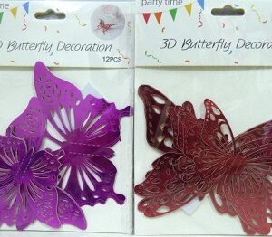 ADORNO MARIPOSAS 3D METALIZADA X12