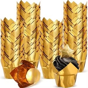 CUPCAKE TULIPA PAPEL METAL X50 DORADO