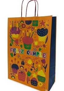 BOLSA PAPEL CON MANIJA 30X41 FELIZ CUMPLE