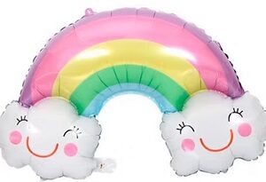 GLOBO FOIL SILUETA ARCOIRIS CON NUBES