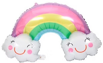 GLOBO FOIL SILUETA ARCOIRIS CON NUBES