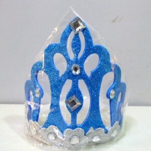 VINCHA CORONA GOMA EVA CELESTE CON BRILLO