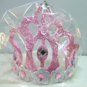 VINCHA CORONA GOMA EVA ROSA CON BRILLO