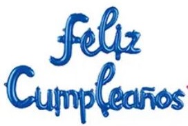 GLOBO FOIL FRASE FELIZ CUMPLE CURSIVA AZUL