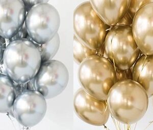 GLOBO CHROME 12P X 50 POP BALOON ORO / PLATA
