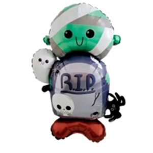 GLOBO FOIL SILUETA 4D CON BASE ZOMBIE LAPIDA 93CM