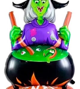 GLOBO FOIL SILUETA 4D BRUJA CON CALDERO 1M