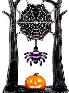 GLOBO FOIL SILUETA 4D ARBOLES CON TELA ARAÑA 1,1M