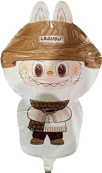 GLOBO FOIL SILUETA LABUBU MARRON 70X40 CM