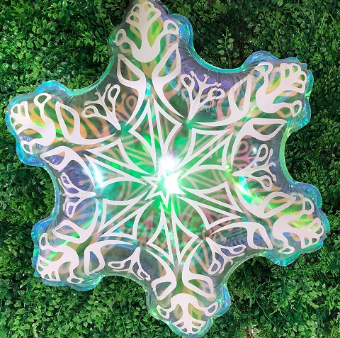 GLOBO FOIL SILUETA 50CM COPO DE NIEVE IRIDISCENTE