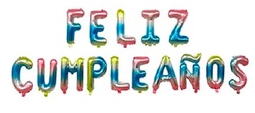 GLOBO FOIL FRASE FELIZ CUMPLE IMPRENTA MULTICOLOR