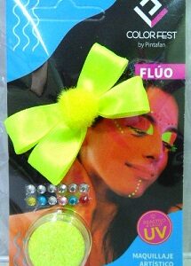 COLITA PARA EL PELO STRASS Y MAQUILLAJE AMARILLO