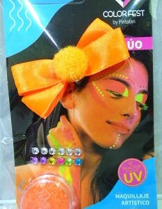 COLITA PARA EL PELO STRASS Y MAQUILLAJE NARANJA