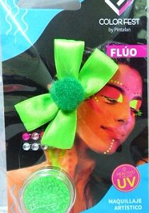 COLITA PARA EL PELO STRASS Y MAQUILLAJE VERDE