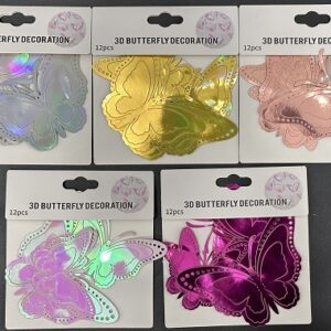 ADORNO MARIPOSAS 3D METALIZADA X12