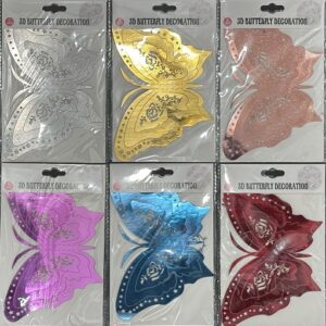 ADORNO MARIPOSAS 3D METALIZADA X6 GRANDES