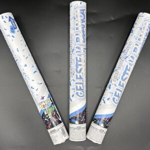 LANZAPAPELES CAÑON 40CM CELESTE Y BLANCO