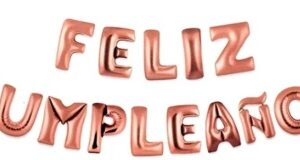 GLOBO FOIL FRASE FELIZ CUMPLE IMPRENTA ROSA GOLD