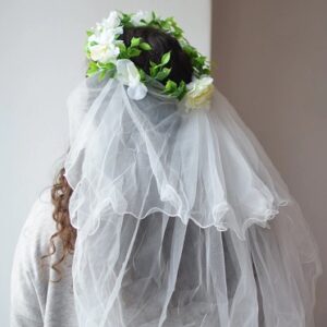 VELO DE NOVIA CON TIARA DE FLORES