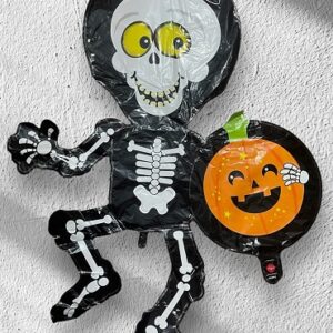 GLOBO FOIL SILUETA ESQUELETO CON CALABAZA