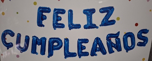 GLOBO FOIL FRASE FELIZ CUMPLE IMPRENTA AZUL