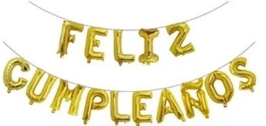 GLOBO FOIL FRASE FELIZ CUMPLE IMPRENTA DORADO