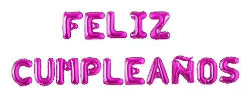 GLOBO FOIL FRASE FELIZ CUMPLE IMPRENTA FUCSIA