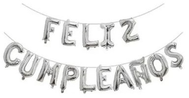GLOBO FOIL FRASE FELIZ CUMPLE IMPRENTA PLATA
