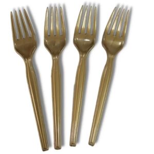 TENEDOR PLASTICO REFORZADO X10 DORADO