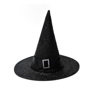 GORRO BRUJA NEGRO CON HEBILLA Y BRILLO