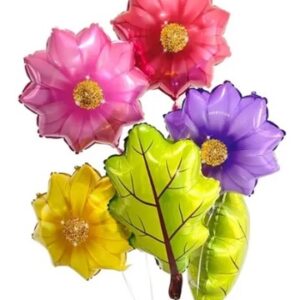 SET 6 GLOBOS FLORES Y HOJAS