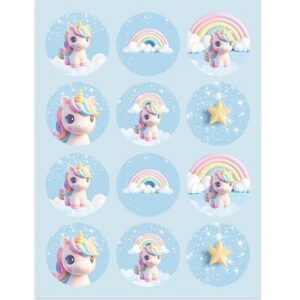 STICKERS X 10 PLANCHAS UNICORNIO PASTEL