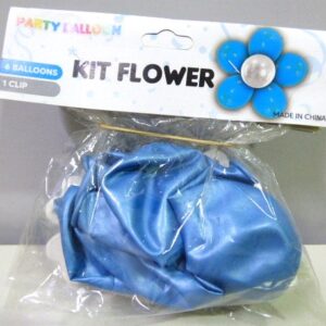 KIT PARA ARMAR FLOR CLIP Y GLOBOS CELESTE BLANCO
